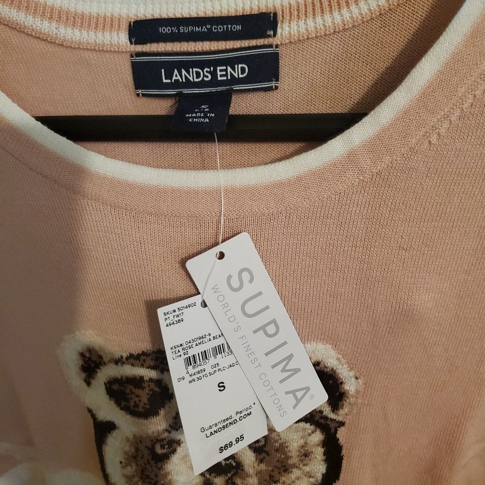 Lands end light weight pink sweater with a bear size small NWT - Picture 2 of 8